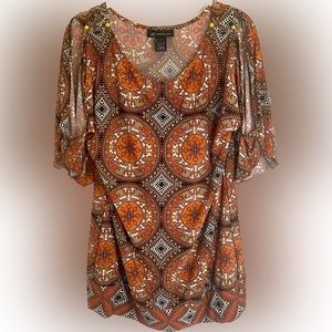 I.N.C. X-large cold shoulder print blouse shirt top